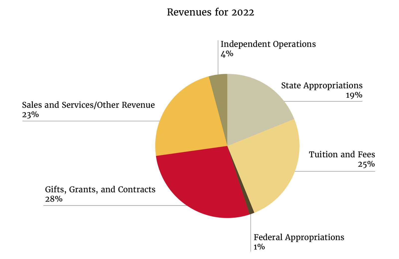 Revenues pie chart